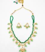 gold plated green beads necklace set