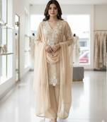 Light coffee georgette embroidered palazo set