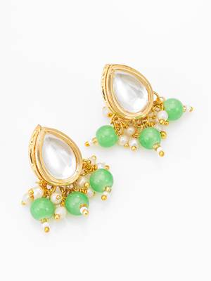 gold plated green beads necklace set 2