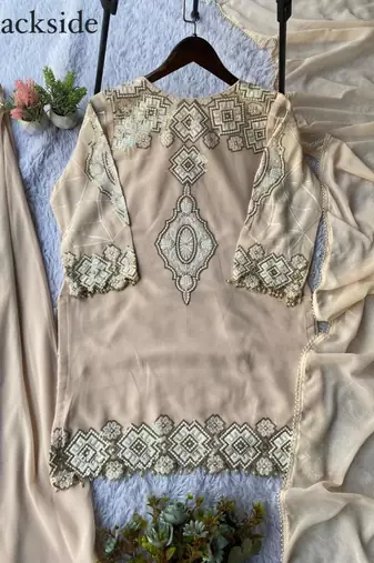 Light coffee georgette embroidered palazo set