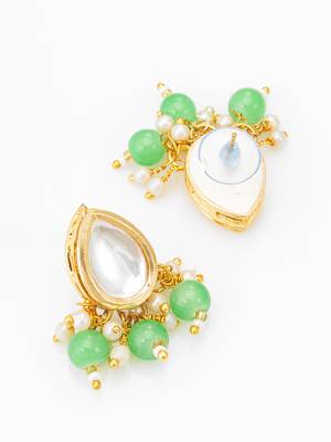 gold plated green beads necklace set 3