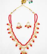 red beaded kundan necklace set