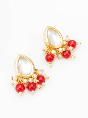 red beaded kundan necklace set 2