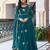 Teal green faux georgette thread gown set