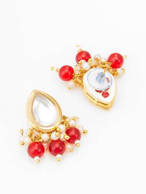 red beaded kundan necklace set 3