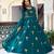 Teal green faux georgette thread gown set