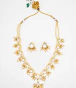 gold plated white bridal necklace set