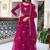 Magenta faux georgette thread gown set