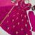 Magenta faux georgette thread gown set