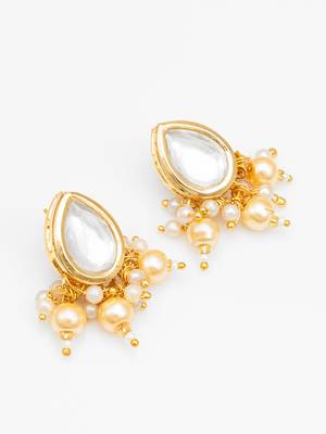 gold plated white bridal necklace set 2