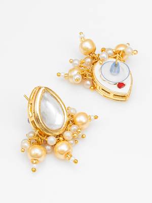 gold plated white bridal necklace set 3