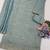 Teal silk blend embroidered sharara set