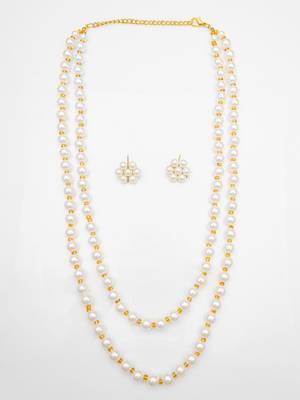 white gold double layer necklace set 2
