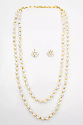 white gold double layer necklace set