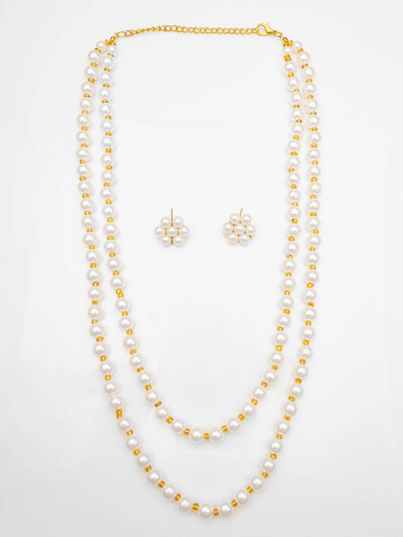 white gold double layer necklace set