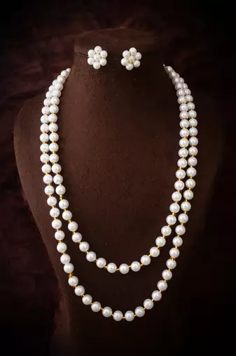 white gold double layer necklace set