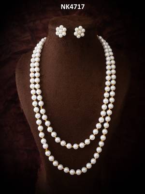 white gold double layer necklace set 1