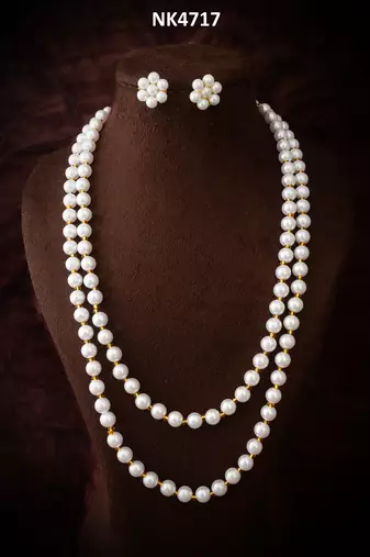 white gold double layer necklace set