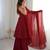 Red silk blend embroidered sharara palazzo set