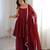 Red silk blend embroidered sharara palazzo set