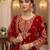 Red silk blend embroidered kurta set
