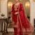 Red silk blend embroidered kurta set