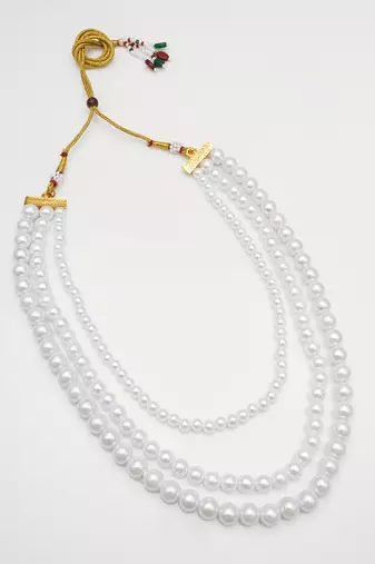 white pearl long necklace