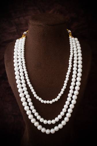 white pearl long necklace