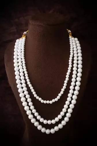 white pearl long necklace