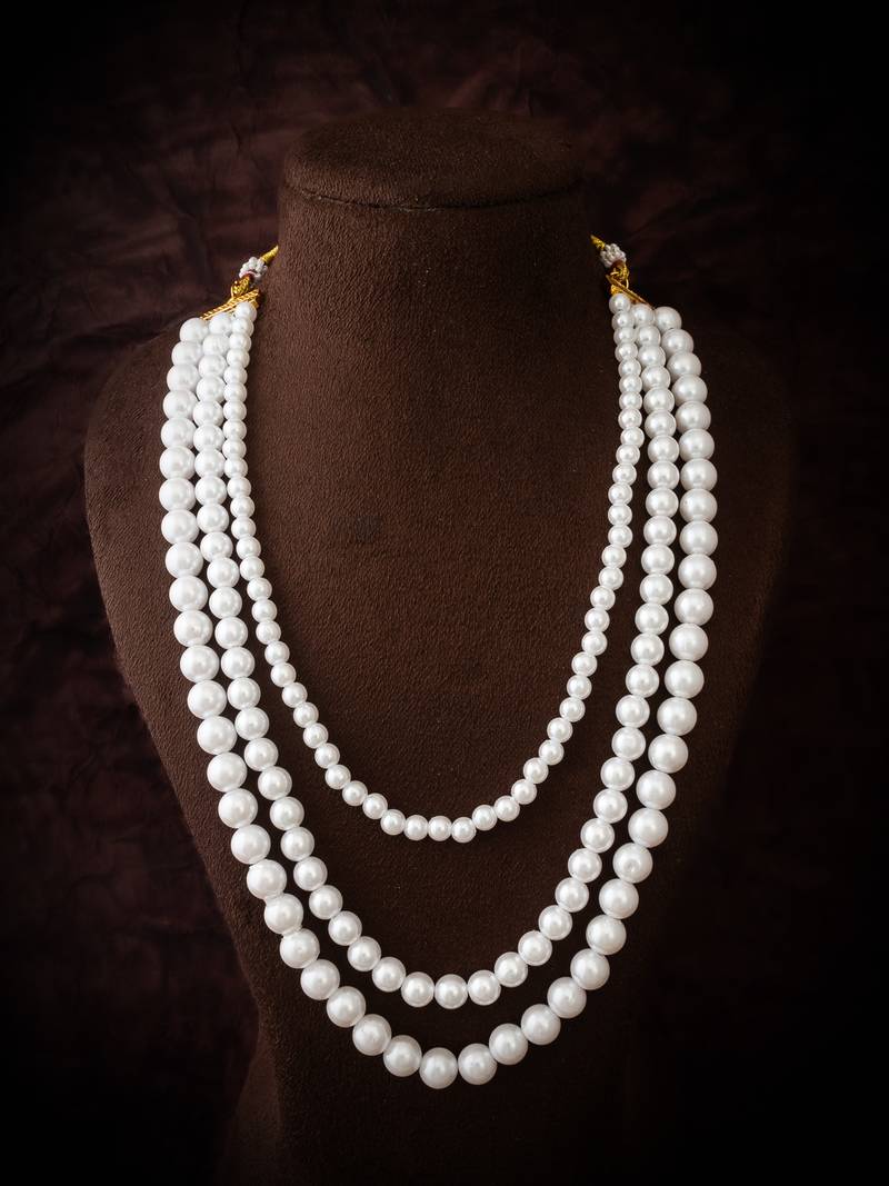 white pearl long necklace