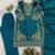 Teal green silk blend embroidered kurta set