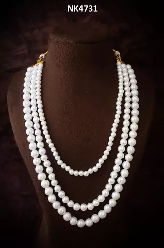 white pearl long necklace