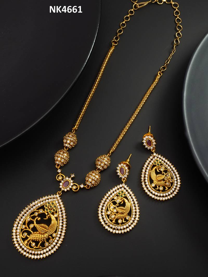 temple peacock necklace set