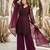 Plum faux georgette sequins palazzo set