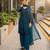 Teal green faux georgette sequins palazzo set