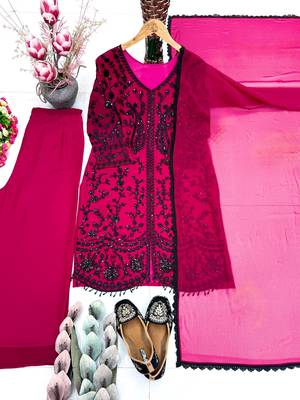 crimson wine faux georgette sequins palazzo set 4