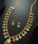 green stone floral necklace set