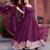 Purple faux georgette embroidered gown set