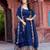 Royal blue faux georgette embroidered gown set