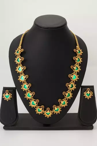 antique long necklace set