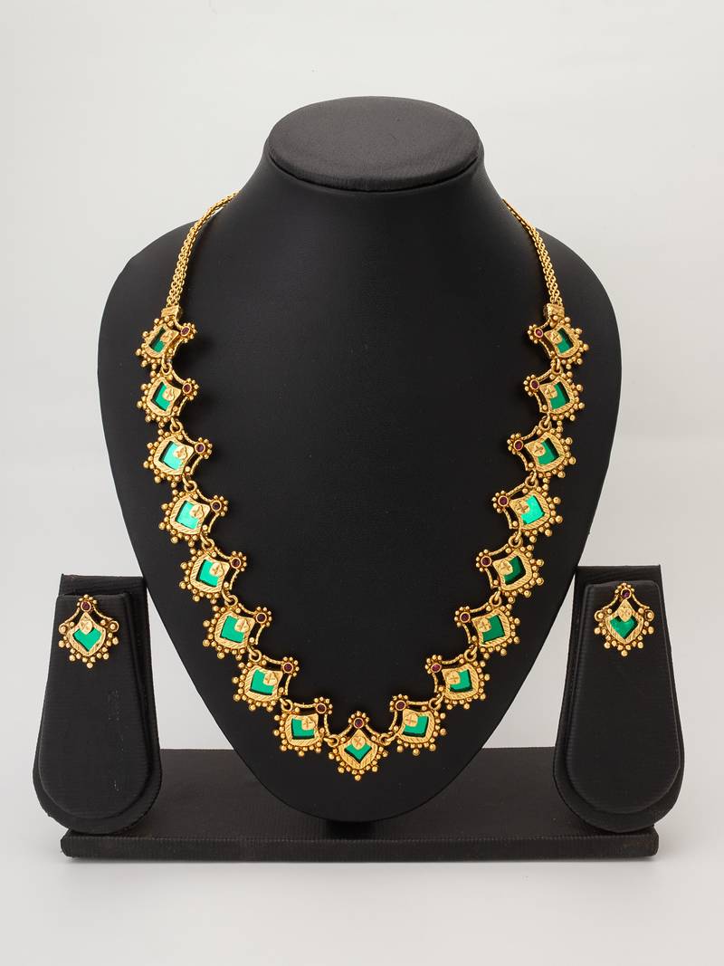 antique long necklace set