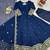 Royal blue faux georgette embroidered gown set