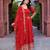 Orange faux georgette embroidered gown set