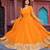 Mustard faux georgette embroidered gown set