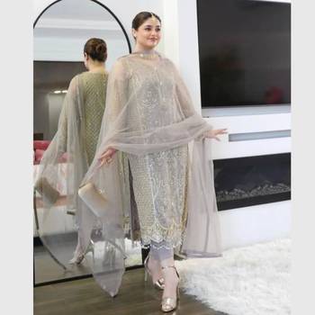 Grey net embroidered salwaar kameez 4