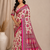 white-pink digital printing with original mirror dola silk saree
