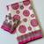 white-pink digital printing with original mirror dola silk saree