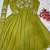 Olive faux georgette embroidered gown set