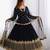 Black faux georgette embroidered gown set
