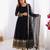 Black faux georgette embroidered gown set
